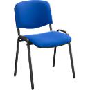 Silla apilable ISO Basic, sin reposabrazos, base de 4 patas, funda de tela, apilable hasta 12 piezas, ancho 545 x fondo 560 x alto 820 mm, funda azul, armazón negro