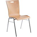 Silla apilable Schäfer Shop Select natural, apilable hasta 10 piezas, resistente a la desinfección, sin tapizado de tela, An 430 x P 410 x Al 450 mm, madera y acero