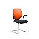 Silla cantilever GIROFLEX 353, con respaldo de malla, tubo de acero de precisión, apilable, con reposabrazos, naranja/negro