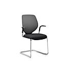 Silla cantilever GIROFLEX 353, respaldo acolchado, tubo de acero de precisión, apilable, con reposabrazos, gris/negro