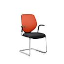 Silla cantilever GIROFLEX 353, respaldo acolchado, tubo de acero de precisión, apilable, con reposabrazos, naranja/negro