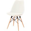 Silla con carcasa DOGEWOOD, plástico, con patas de madera, cojín de asiento, 2 uds. blanco