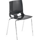 Silla de bistró FONDO, silla de plástico de 4 patas, marco cromado, apilable hasta 6 sillas, antracita