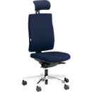 Silla de oficina Steifensand Ceto CT2450, mecanismo sincronizado, sin reposabrazos, asiento de membrana, con reposacabezas, azul oscuro