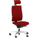 Silla de oficina Steifensand Ceto CT2450, mecanismo sincronizado, sin reposabrazos, asiento de membrana, con reposacabezas, rojo