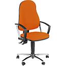 Silla de oficina Topstar POINT 60, mecanismo permanente, con reposabrazos, soporte lumbar, asiento contorneado, naranja