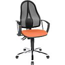 Silla de oficina Topstar Point Net, contacto permanente, con reposabrazos, respaldo de malla ajustable, naranja