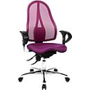 Silla de oficina Topstar SITNESS 15, contacto permanente, con apoyabrazos, respaldo de malla, asiento ortopédico Fitness violeta