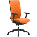 Silla de oficina WIKI, con reposabrazos, respaldo de tela, estructura de plástico, naranja