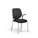 Silla de visita GIROFLEX 353, apilable, marco cromado, con reposabrazos, negro/negro