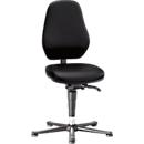 Silla giratoria de laboratorio Basic 9135, con deslizadores, cuero sintético, Stamskin Top negro