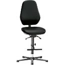 Silla giratoria de laboratorio Basic, con estribo, cuero sintético, Stamskin Top negro