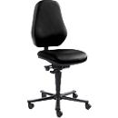 Silla giratoria de laboratorio LEANOS 9138, cuero sintético, Stamskin Top negro