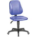 Silla giratoria de trabajo 9653, cuero sintético, ruedas, azul