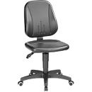 Silla giratoria de trabajo 9653, cuero sintético, ruedas, negro