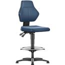 Silla giratoria de trabajo Allrounder, sin reposabrazos, contacto permanente, con deslizadores, cuero sintético azul