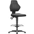 Silla giratoria de trabajo Allrounder, sin reposabrazos, contacto permanente, con deslizadores, cuero sintético, negro