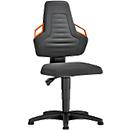 Silla giratoria de trabajo, deslizadores, Supertec negro, asideros naranja