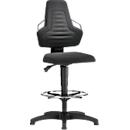 Silla giratoria de trabajo, deslizadores y aro reposapiés, Supertec negro, asideros gris