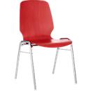 Silla moldeada 710, asiento moldeado redondeado, rojo