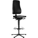 Sillón giratorio All-in-One 9641, con deslizador y reposapiés, tapizado en polipiel, negro