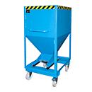 Silocontainer type SRE-D 600, met insteekgaten voor hefwagen en wielen, gelakt, blauw