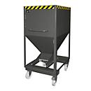 Silocontainer type SRE-D 600, met insteekgaten voor hefwagen en wielen, gelakt, grijs