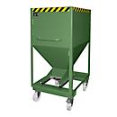 Silocontainer type SRE-D 600, met insteekgaten voor hefwagen en wielen, gelakt, groen
