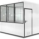 Sistema de sala móvel WSM, L 3045 x W 2045 mm, para instalação exterior, com pavimento, cinzento- branco RAL 9002/ anthr.grey RAL 7016