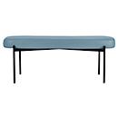Sitzbank meet® by Paperflow GAIA, oval L, desinfektionsmittelbeständiger Kunstlederbezug blau, 4-Fußgestell mattschwarz, B 1180 x T 420 x H 455 mm