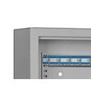 Sleutelkast SLE 80, voor wandmontage, 80 haken, zonder gleuf, deurscharnier rechts, elektronisch slot met batterijen, incl. verankeringsmateriaal, B 460 x D 130 x H 430 mm, plaatstaal, lichtgrijs RAL 7035
