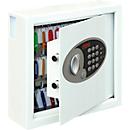 Sleutelkluis KS0031E CYGNUS, 30 haken, sleutelslot incl. 2 noodsleutels, insteekopening, verankeringsmateriaal, sleutelhangers &amp; labels, B 300 x D 100 x H 280 mm, signaalwit RAL 9003