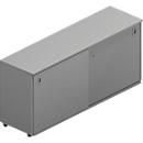 Sliding door cabinet ARLON OFFICE, 2 compartments, lockable, shell handles, W 1600 x D 450 x H 730 mm, grey