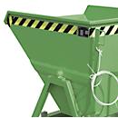 Snippergoot Bauer SKS 400, staal, groen, B 1220 x D 1050 x H 1115 mm, 400 l, tot 1000 kg, rollen, aftapkraan, handmatige kiepinrichting