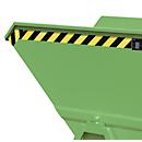 Snippergoot Bauer SKS 700, staal, groen, B 1345 x D 1200 x H 1275 mm, 700 l, tot 1000 kg, rollen, aftapkraan, handmatige kiepinrichting