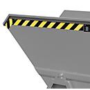 Snippergoot Bauer SKS 700, staal, oranje, B 1345 x D 1200 x H 1275 mm, 700 l, tot 1000 kg, rollen, aftapkraan, handmatige kiepinrichting