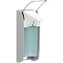 Soap dispenser Ingo-Man, wall mounted, manual, up to 1000 ml, W 95 x D 170 x H 350 mm, aluminum &amp; steel, incl. 500 ml disinfectant