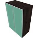 SOLUS PLAY glass door cabinet with glass doors, 3 storage heights, without handles, satin finish, W 800 x D 440 x H 1122 mm, dark oak