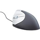 Souris verticale BakkerElkhuizen Handshake Mouse, cordée, pour gauchers, ergonomique, 2 boutons et molette de défilement, 400-3200 dpi, noir-argent