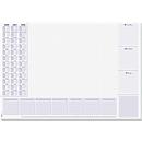 Sous-main Sigel Lilac, A2, 30 feuilles avec grille de pointillés, calendrier semainier, calendrier multilingue sur 3 ans pour 2026-2028, papier FSC®-Mix, lilas-blanc