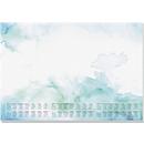 Sous-main Sigel Watercolor Sea, A2, 30 feuilles avec motif, calendrier multilingue 3 ans pour 2026-2028, papier FSC®-Mix, bleu-vert