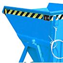 Späne-Kippmulde Bauer SKS 400, Stahl, blau, B 1220 x T 1050 x H 1115 mm, 400 l, bis 1000 kg, Rollen, Ablasshahn, Manuelle Kippvorrichtung