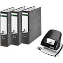 Sparset Leitz® Ordner 1080, 80 mm, 20 Stück + Gratis Leitz® Locher NeXXt Serie 5008, schwarz