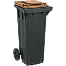 SSI Schäfer Mülltonne PRO 60 WAVE, 60 l, fahrbar, schwarzbraun, gewellter Rand