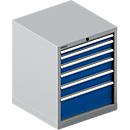 SSI SCHÄFER Schubladenschrank 27-27, 6 Schübe, bis 75 kg, B 564 x T 572 x H 700 mm, enzianblau/weißaluminium