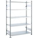 SSI Schäfer VSR3000 boltless shelving, basic shelving, 5 shelves, bay load 750 kg, W 1282 x D 400 x H 1910 mm, galvanized steel