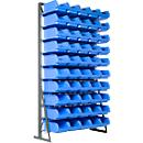 Staand rek, aan één zijde te vullen, 10 rijen, incl. 50 x doorzichtige opbergbakken SSI Schäfer serie PROFI LF 321, B 1145 x D 400 x H 1950 mm, staal, antracietgrijs RAL 7016