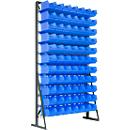 Staand rek, aan één zijde te vullen, 11 rijen, incl. 77 stuks doorzichtige opslagbakken SSI Schäfer serie PROFI LF 221, B 1145 x D 400 x H 1950 mm, staal, antracietgrijs RAL 7016