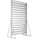 Staande legborden, aan 2 zijden te monteren, 30 rijen, zonder open front magazijnbakken, B 1145 x D 800 x H 1950 mm, staal, grijs