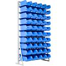 Staande rekken, aan 1 kant te beladen, 10 rijen, incl. 50 x magazijnbakken met open voorzijde SSI Schäfer PROFI LF 321 serie, B 1145 x D 400 x H 1950 mm, staal, grijs